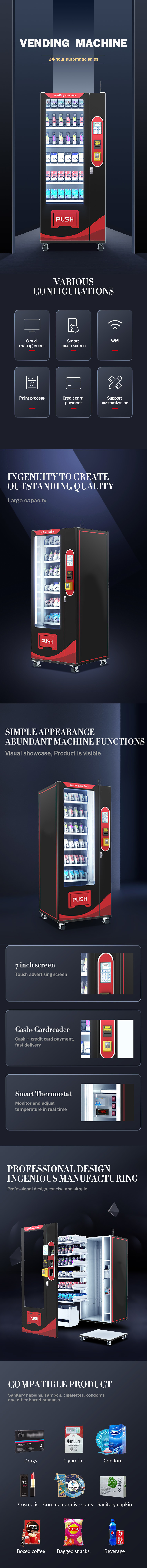 Free Standing Large Capacity Credit Card Cash Payment Pharmacy Vending Machine For CBD