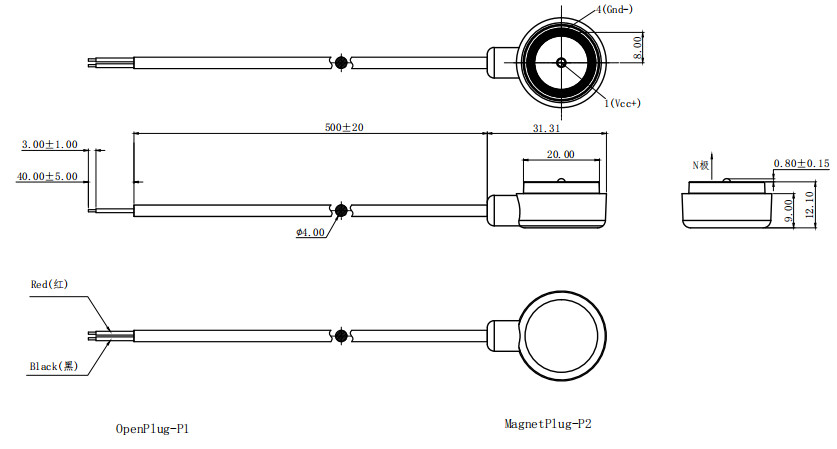 50000 cycles life test circular magnetic wire connectors with 2 pin magnetic connector
