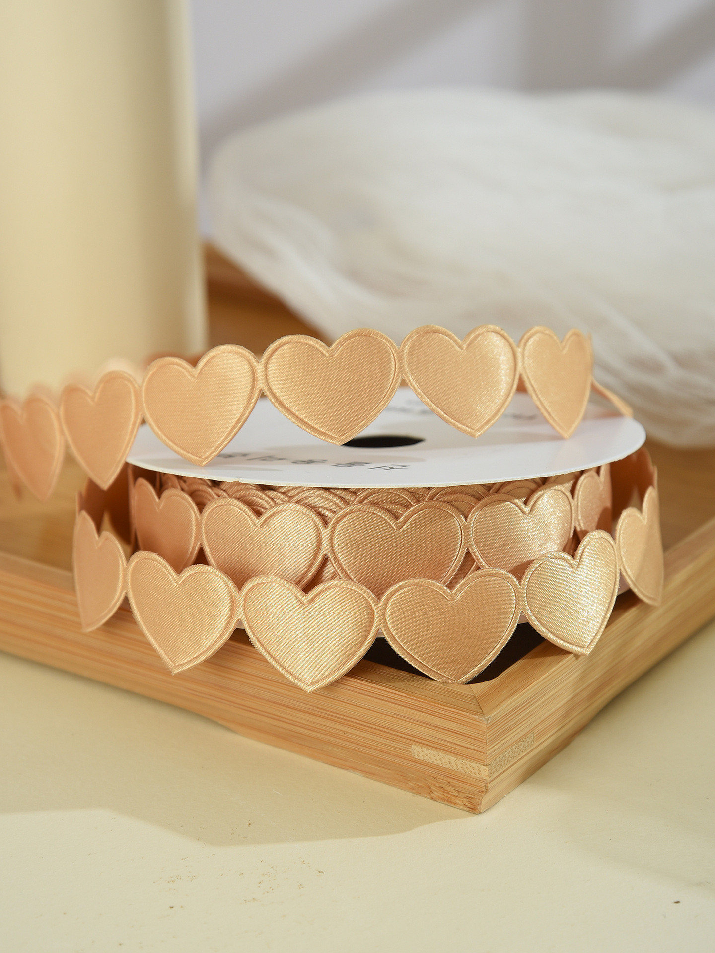 1.5cm*9m 2.5cm*9m Heart Shape Valentine's Day Polyester Gift Ribbon For Luxury Gift Packaging