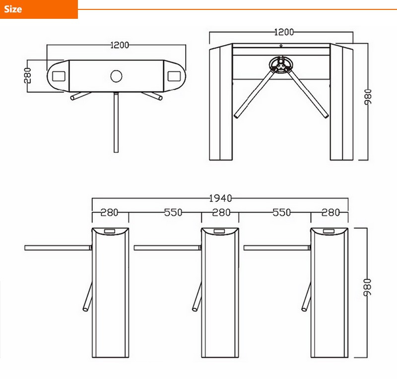 304 Stainless Steel Hot Sale Tripod Turnstile Bridge Turnstile Fingerprint And Card Access Control System