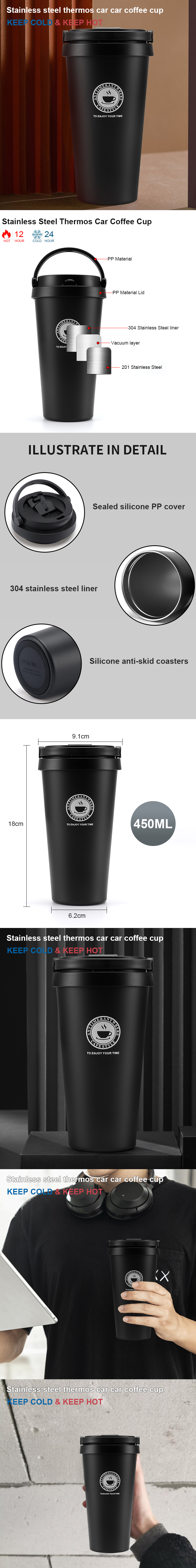 High Quality Stainless Steel Vacuum Insulated Coffee Tumbler Wine and Tea Mugs with Lid
