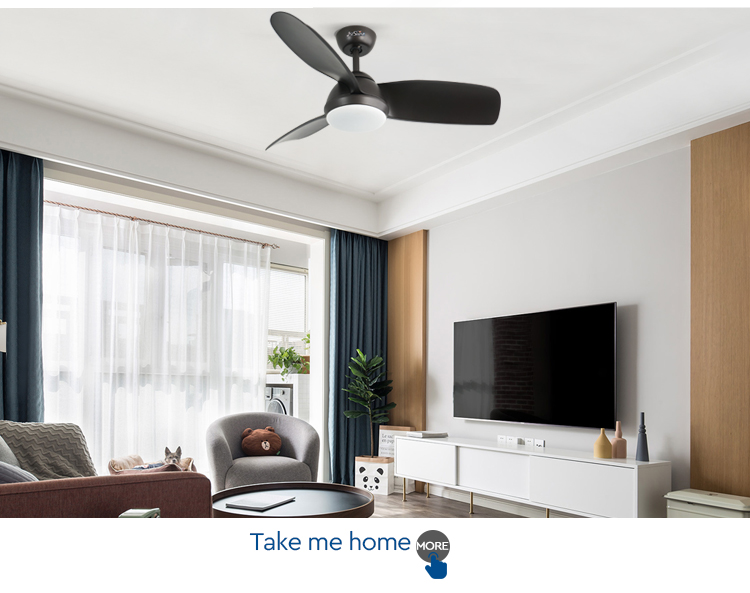 Pure Copper Motor 42-inch LED Ceiling Fan with Black ABS Blades and Metal Plastic Body