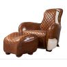Buy cheap Defaico Saddle Leather Chair And Ottoman Antique Leather Armchairs from wholesalers