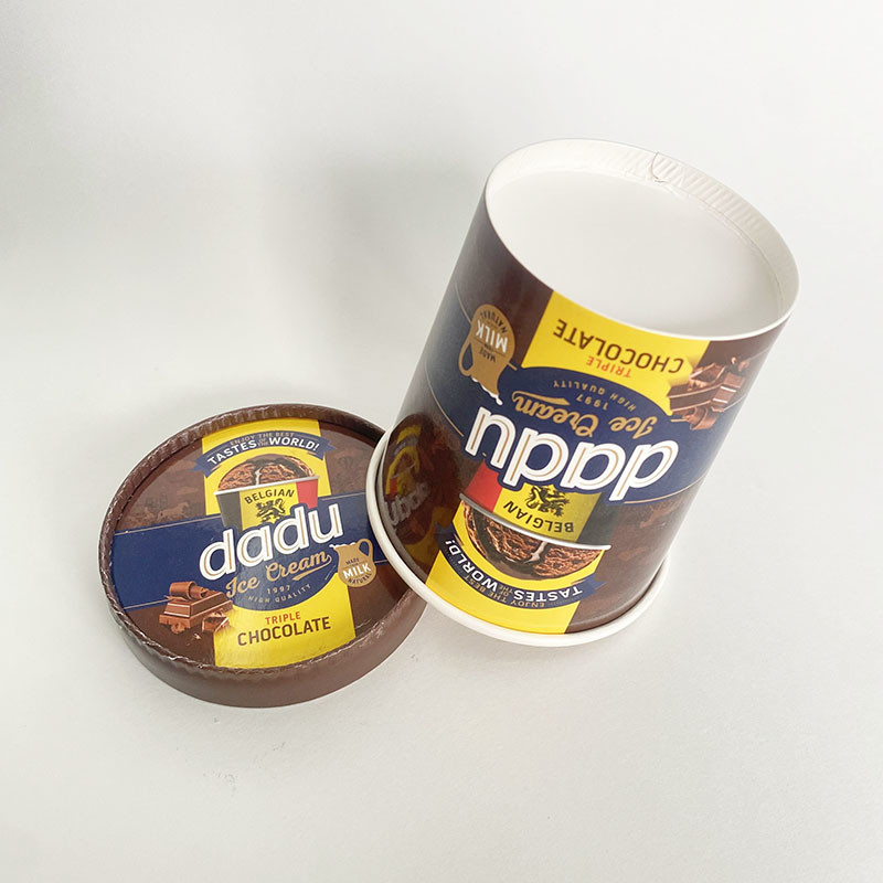 Disposable Ice Cream Paper Cup With Lid 17 Ounce 520ml Single Wall Container
