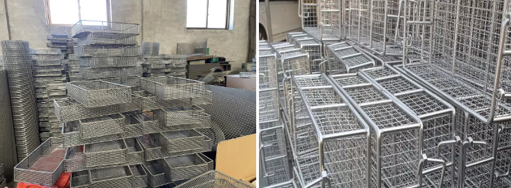 304 316 Stainless Steel Mesh Tray Square For Cleaning Anti bacteria