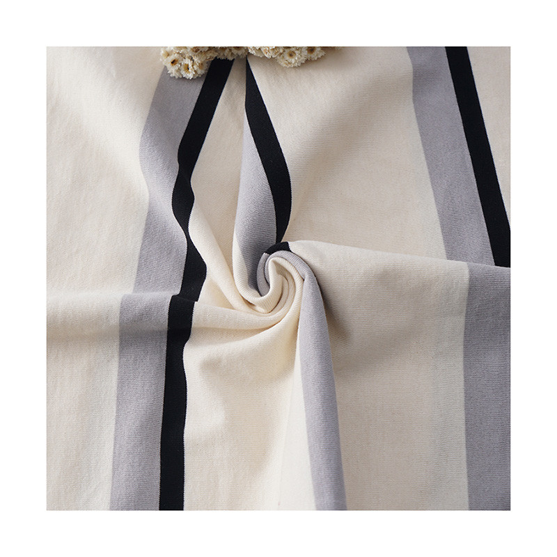 220g Striped Cotton Fabric Low Shrinkage Summer Knitted Material