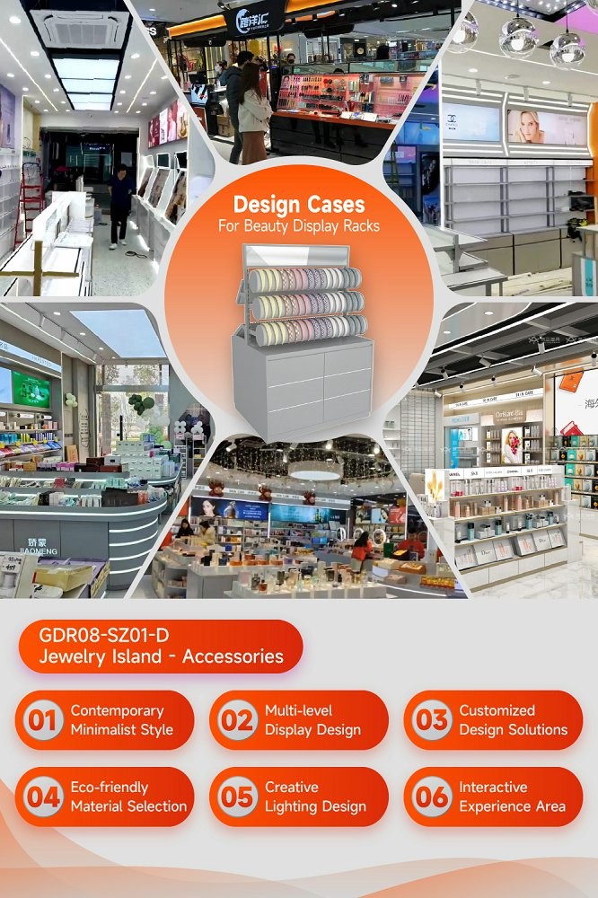 GDR08-SZ01-D Retail Display Shelf with Headband Cylinder and Adjustable Size for Mall Booths