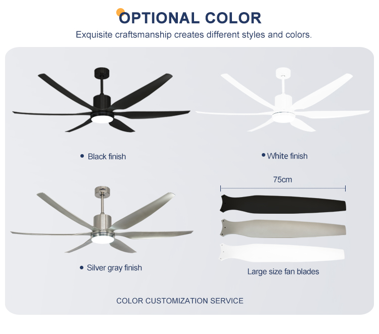 High Speed 66" LED Lighting Ceiling Fan with Pure Copper DC Motor and 6 ABS Blades