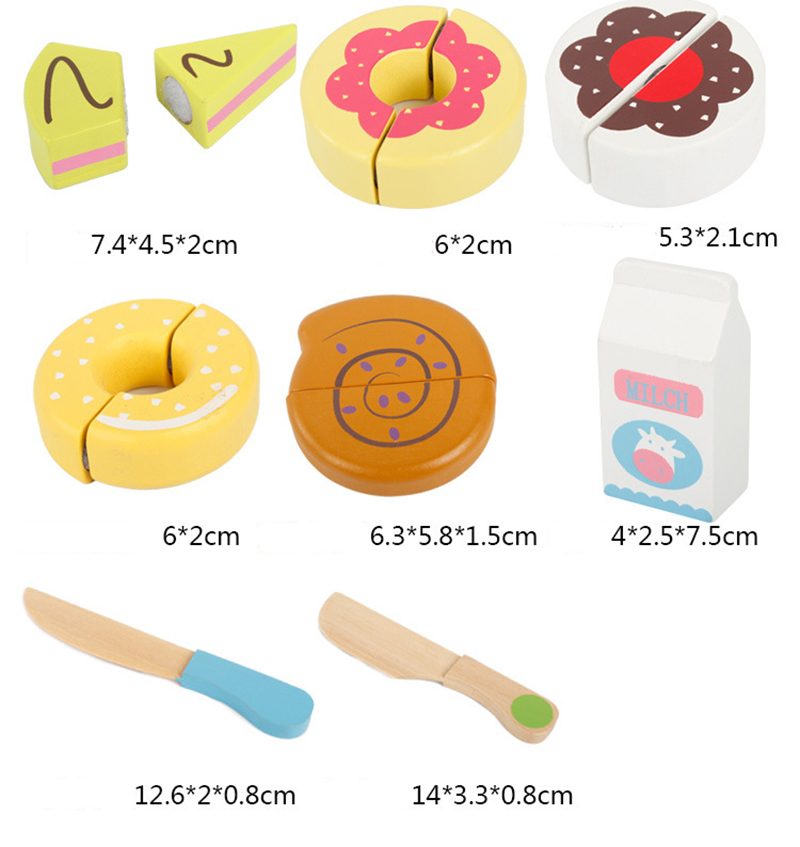 Colored 19cm Wooden Fruit Cutting Set Toy Kid Education