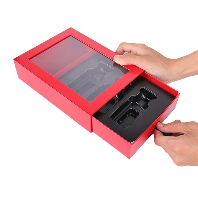 20*15*5cm Matt Lamination Slide Out Gift Box , Essential Oil Paper Box Red
