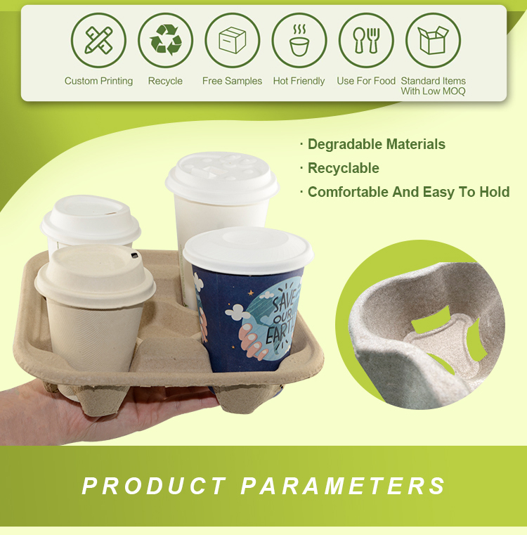 8 12 16 20 32oz Clip On Degradable Takeaway Coffee Cup Carrier