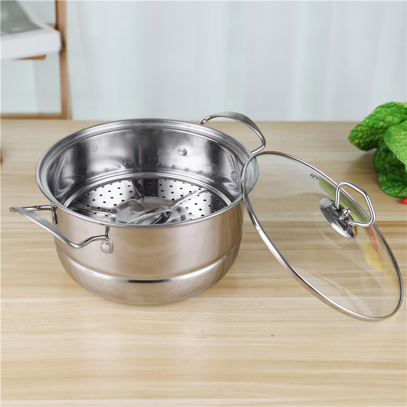 Glass Lid Stainless Steel 410 Cookware Set 12pcs Steamer Food Cooking Soup Pot