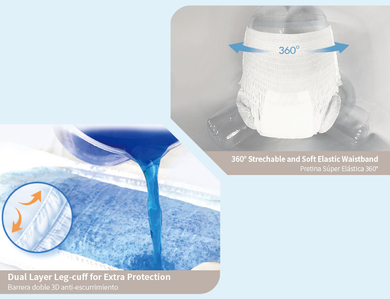 PE Film Backsheet Unisex Adult Diapers Leak Proof Disposable Incontinence Pants