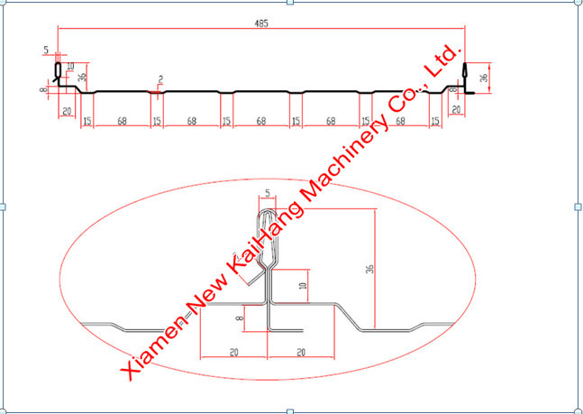 PLC Control Standing Seam Roll Forming Machine Klik Panel With Notching