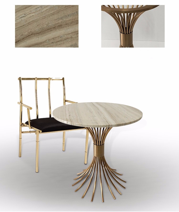 American Modern Style Nature Marble Top Small Side Coffee Table