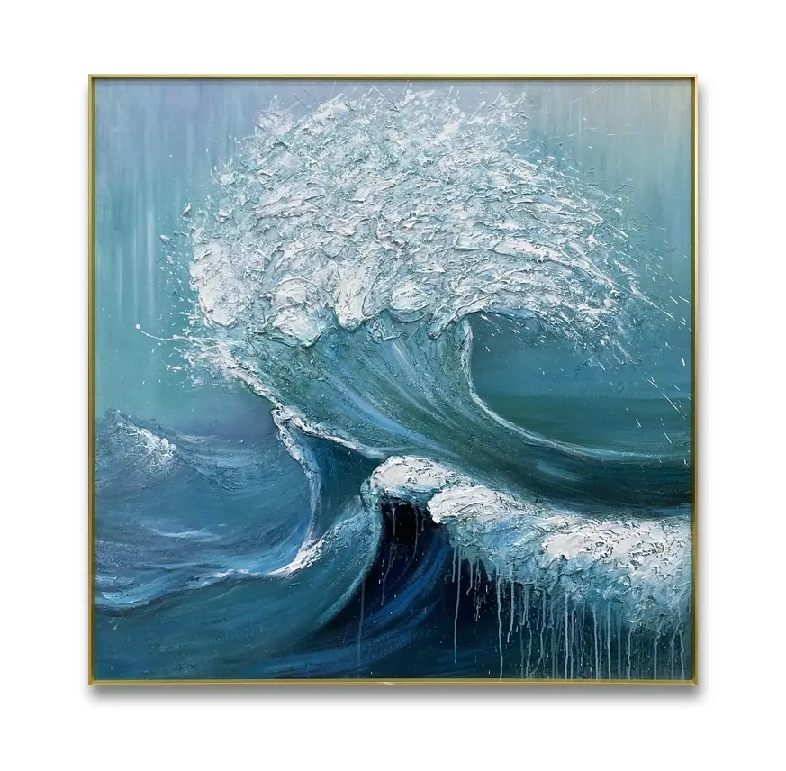 Home Decor Canvas Original Abstractt Heavy Textured Sea Wave Wall Hanging Decor Painting Customized Size Accepted NO Original