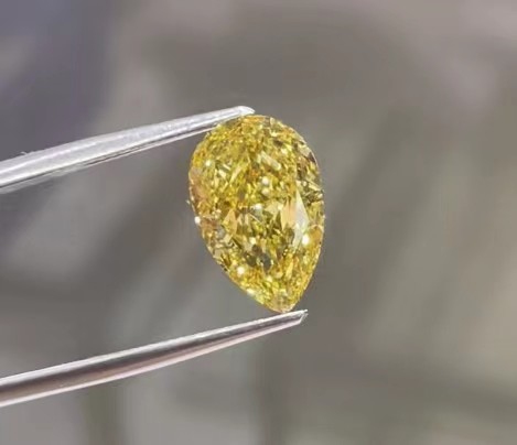4CT CVD Yellow Lab Grown Diamond Pear Shape Fancy Vivid Yellow Diamond Rings Necklace