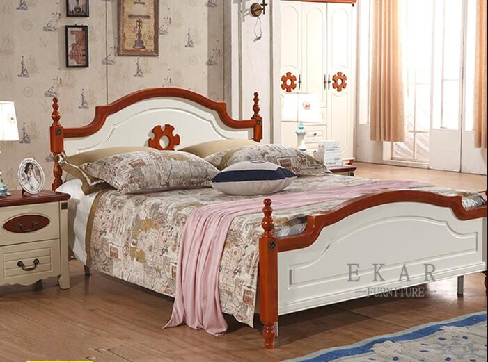 Latest European Mediterranean Style Bedroom Furniture Ivory Wood Double Bed Designs