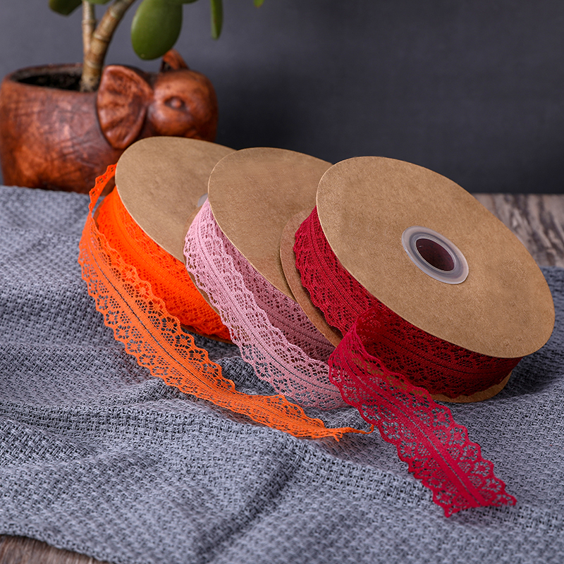 2.5cm Elastic Band Hollow Flower Ribbon for Sewing Clothing Garment Macaron red wine color Decorative Lace Trim
