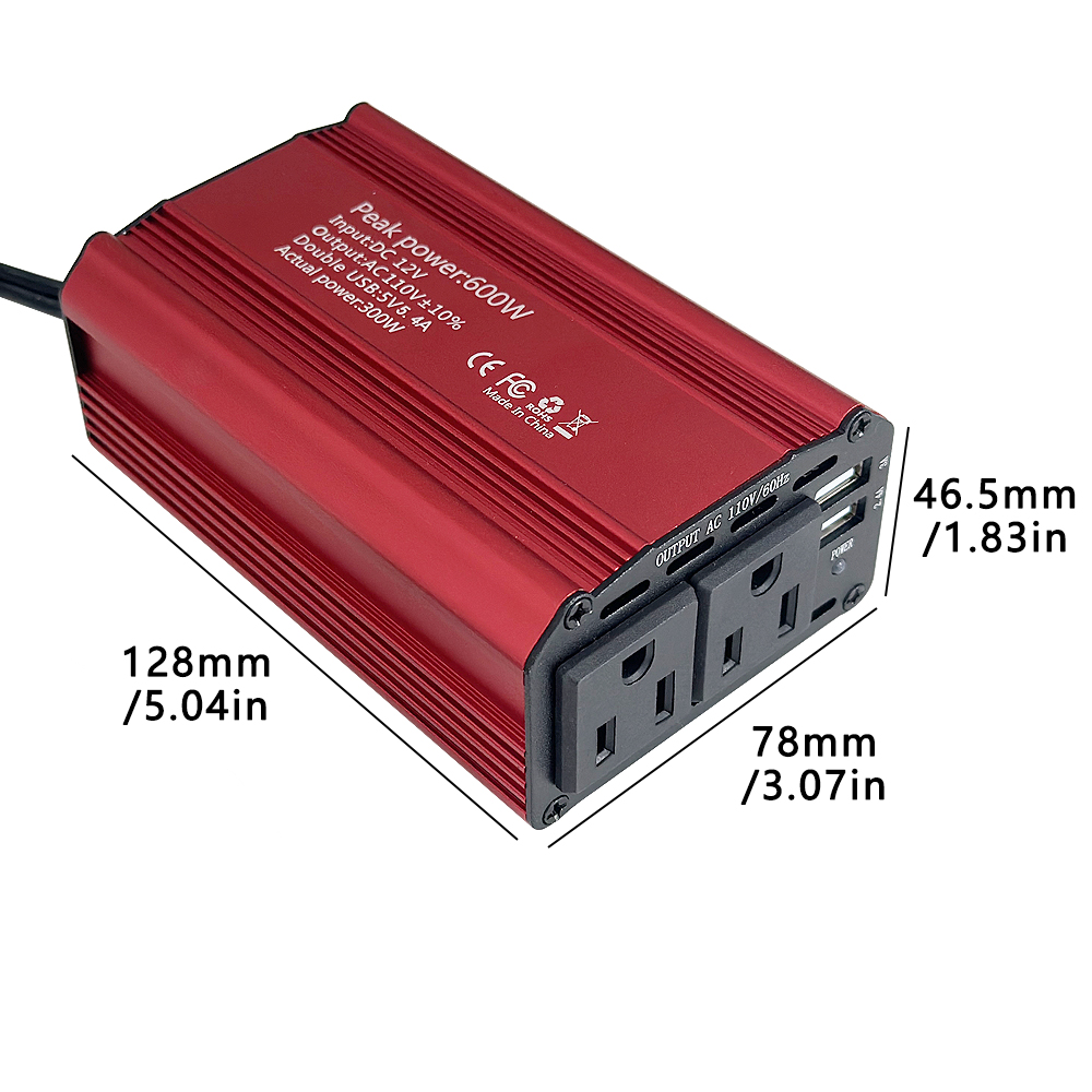 Off Grid 12V/220V 300W Modified Sine Wave Car Inverter with Charger Customized Support Power