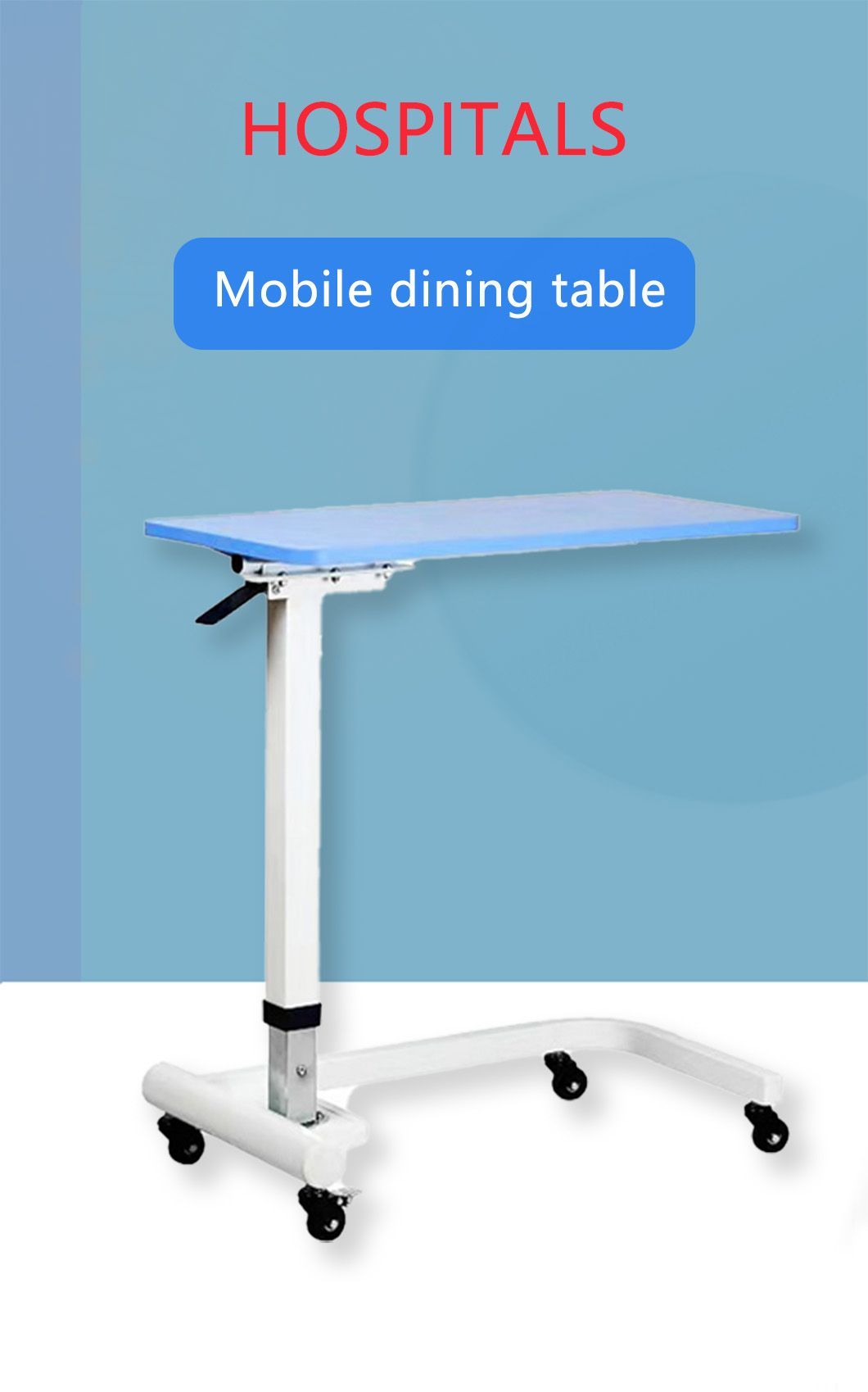 Height Adjustable Bedside Dining Table for Hospital and Home Use