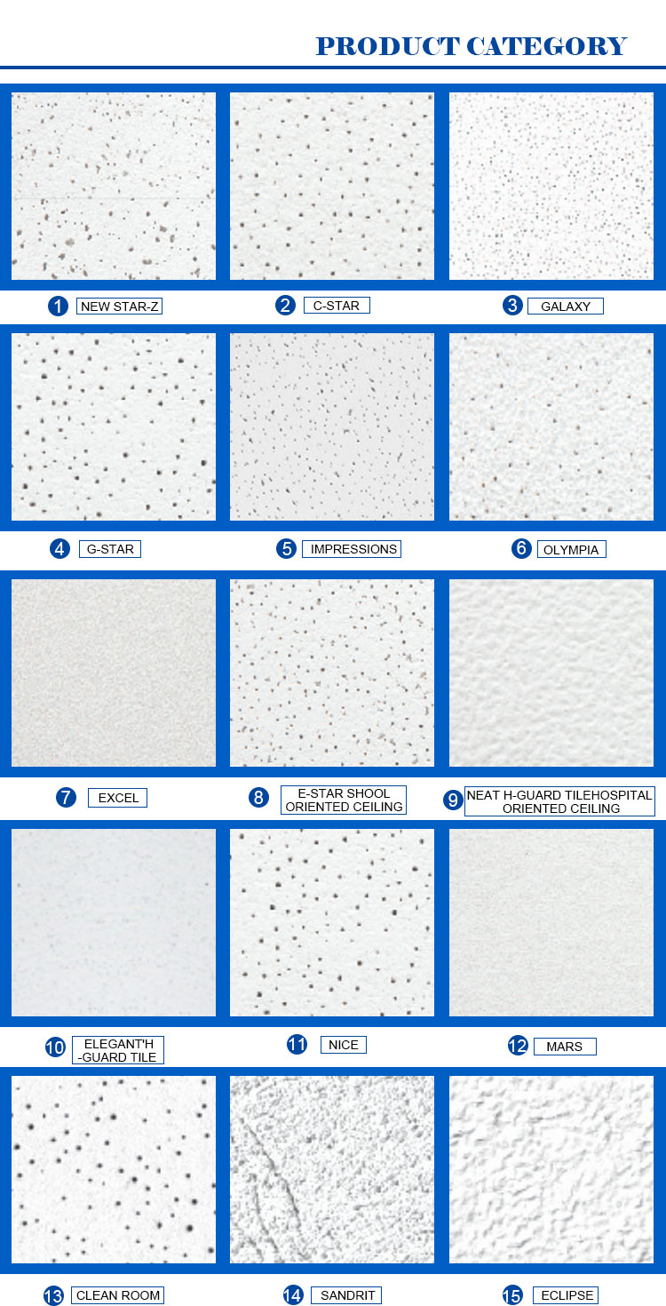Waterproof Mineral Fiber Ceiling Board USG BORAL Fireproof OEM