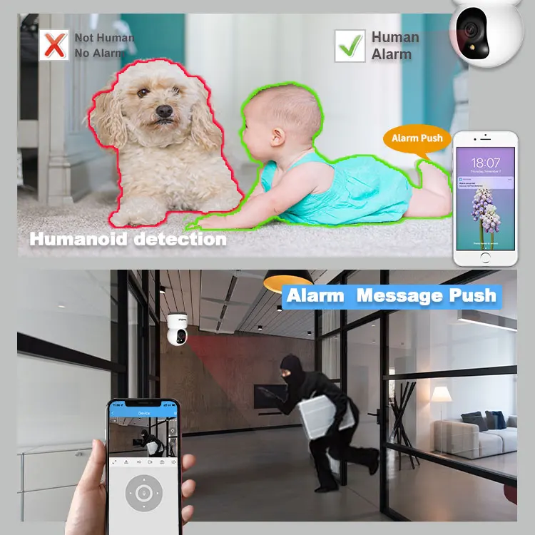 5MP 1920P Mic & Speaker PTZ Full-Color Night Vision Wi-Fi SD Card Security CCTV Camera Baby Alarm
