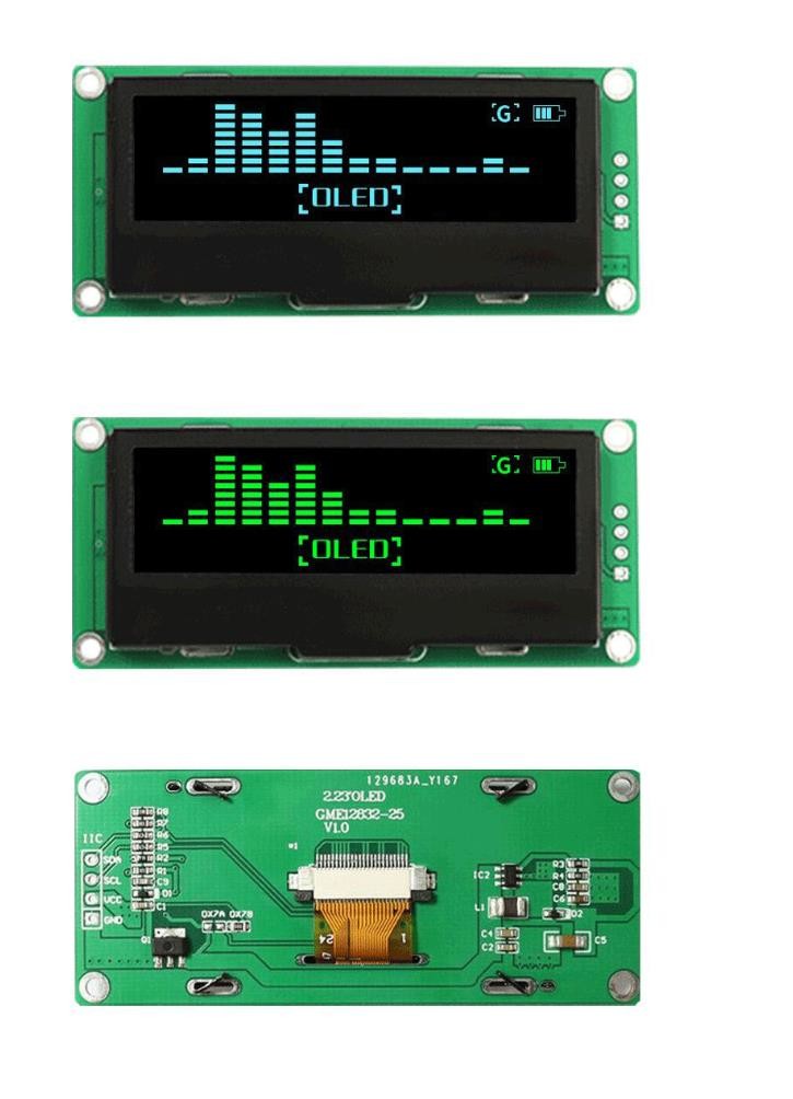 2.23 Inch PMOLED Display Module With PCBA, 128*32 Resolution, 4 PINS IIC Interface