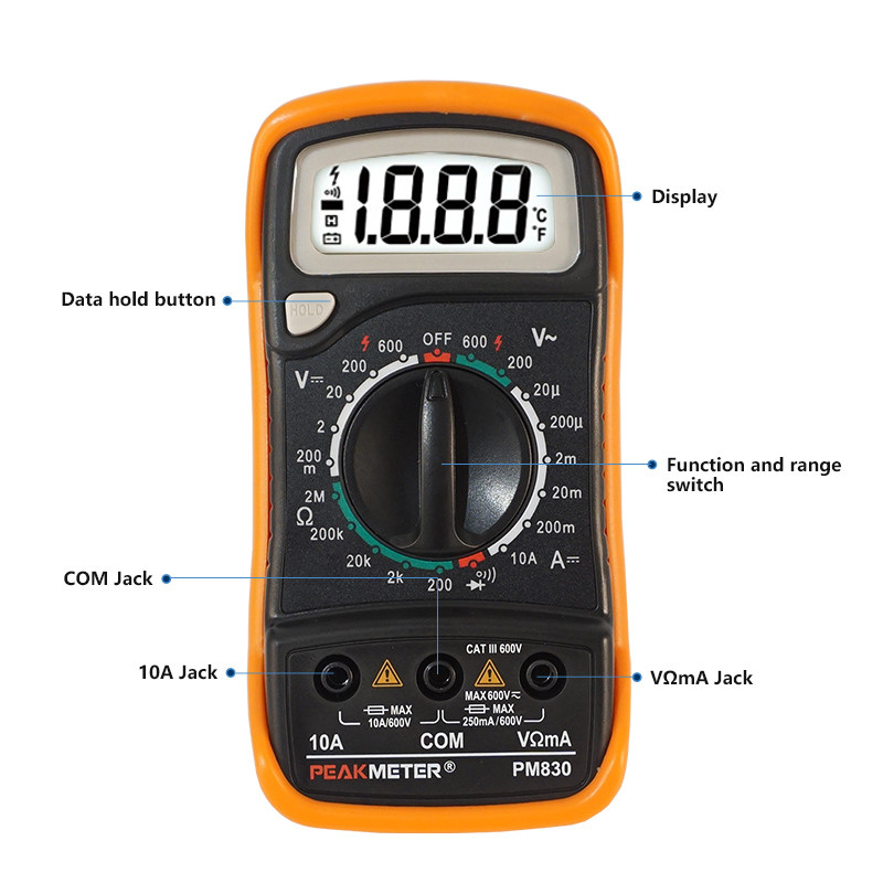 Hand - Held High Voltage Meter Multimeter , Commercial Electric Digital Multimeter