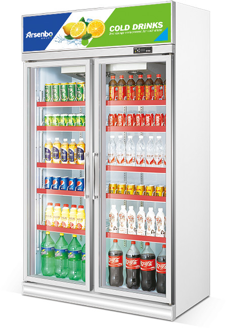 Arsenbo 480w Double Door Display Refrigerator Painted Steel Material
