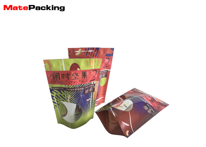 Digital Flat Printing Aluminum Foil Stand Up Pouch Plastic Zipper Lock For Nuts