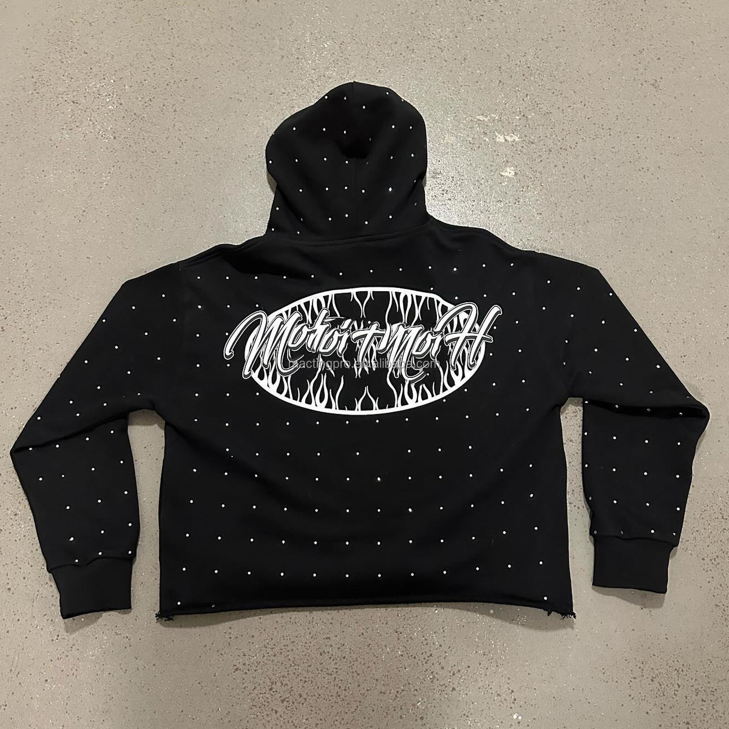 Customized Mens 300 gsm Lightweight Pullover Hooded Sweatshirt with Cut Edge Raw Hem