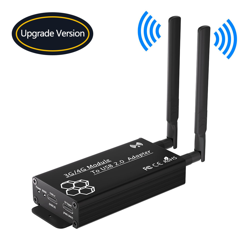 NGFF M.2 Key-B to USB Type-C Wireless Module Adapter Card SIM Slot 2 Antennas + Protection Case for 3G 4G LTE WWAN GSM Modem