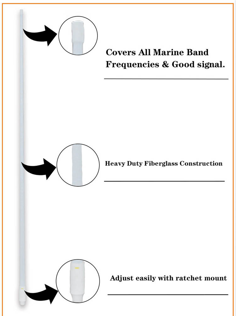 High Gain 300W 156MHz VHF Marine Antenna AM FM Vhf Boat Aerial