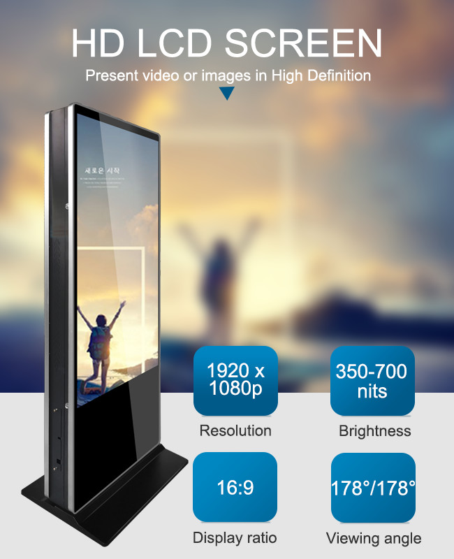 Indoor Standalone 65" Double Sided Digital Signage , LCD Signage Display