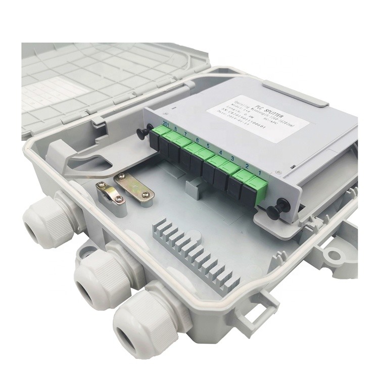 Wall Mounted Fiber Optic Distribution Box 1x8 PLC Splitter