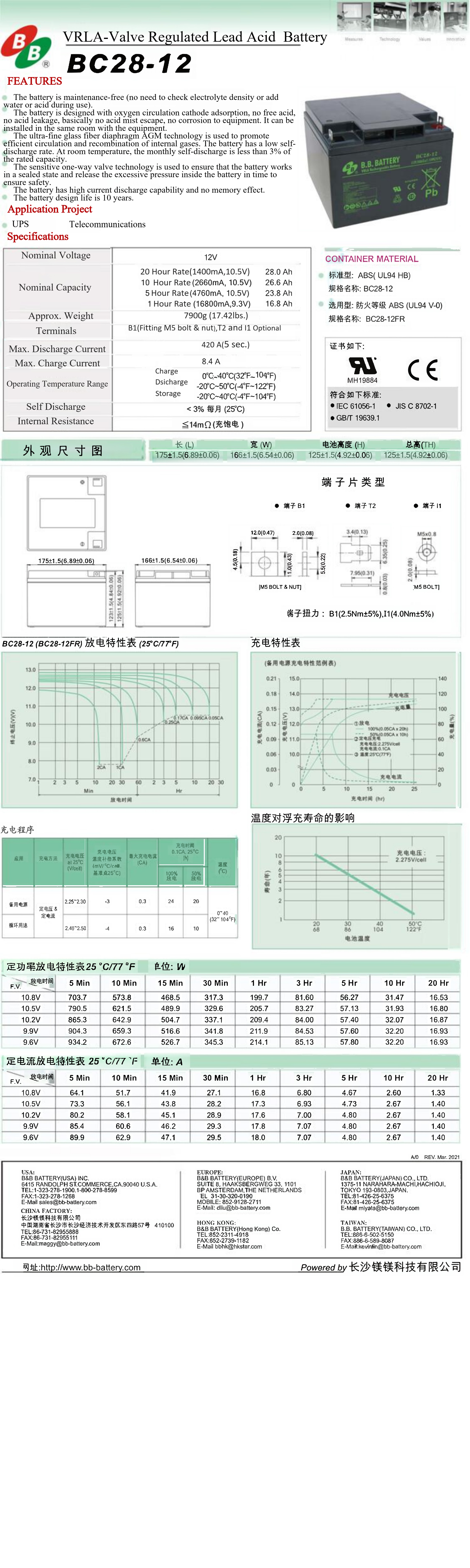 BB Battery BC28-12 12V 28Ah Best Energy Storage Maintenance Free Rechargeable VRLA Battery 28Ah for Electric Power