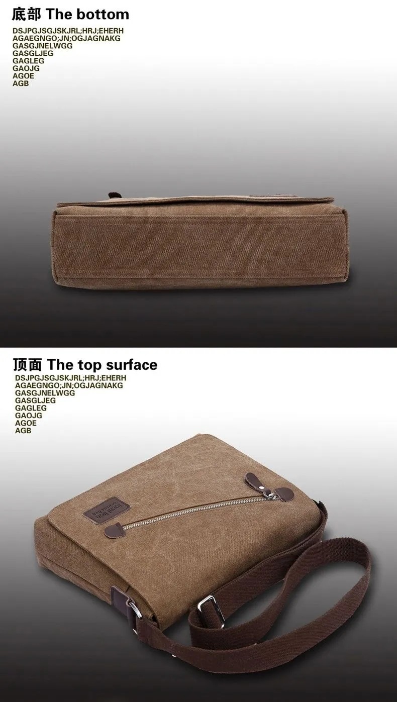 Custom Business Men's Crossbody Shoulder Washable Canvas Messenger Bag For Men