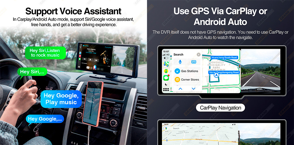 GPS 4K Dual Lens Vehicle Blackbox DVR 2160P Android Auto Dash Cam Dashboard Car