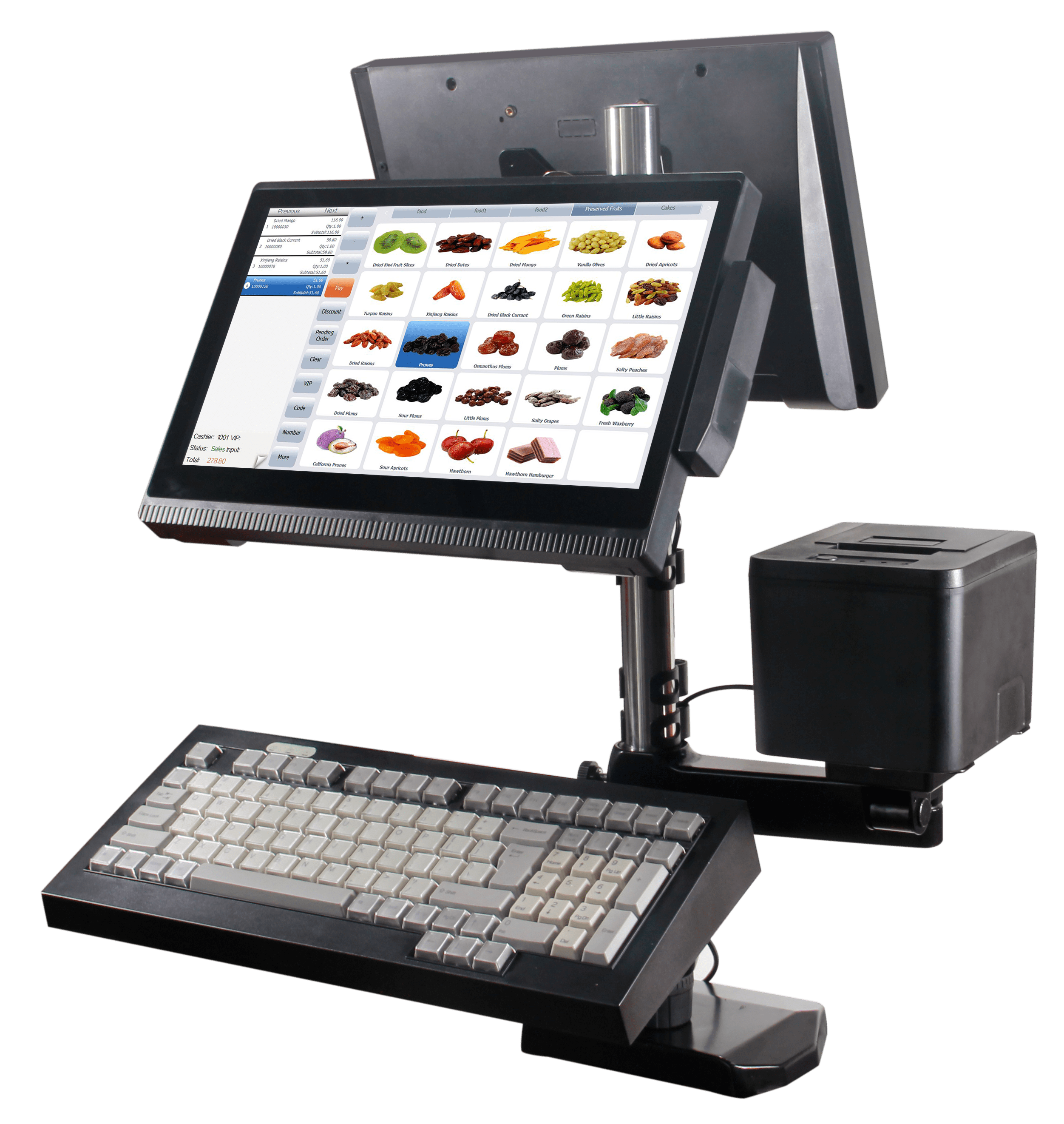 80mm Thermal Printer All-in-One Payment Terminal with 14.1 inch Dual Screen All in One