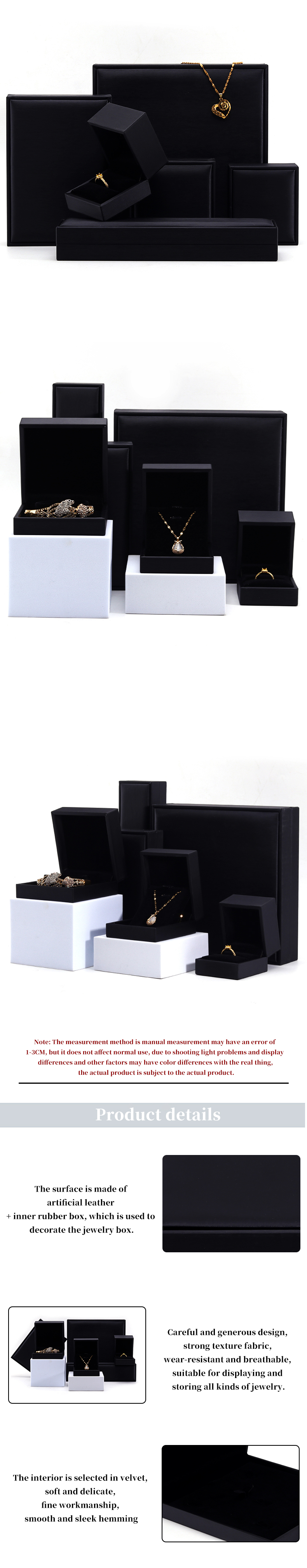 OEM Grain Textured Noble Luxury PU Leather Jewelry Box Case For Storage Packaging
