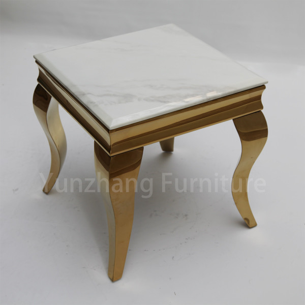 Gold Metal Base White Marble Table Scratch Resistant Sofa Decorated Table