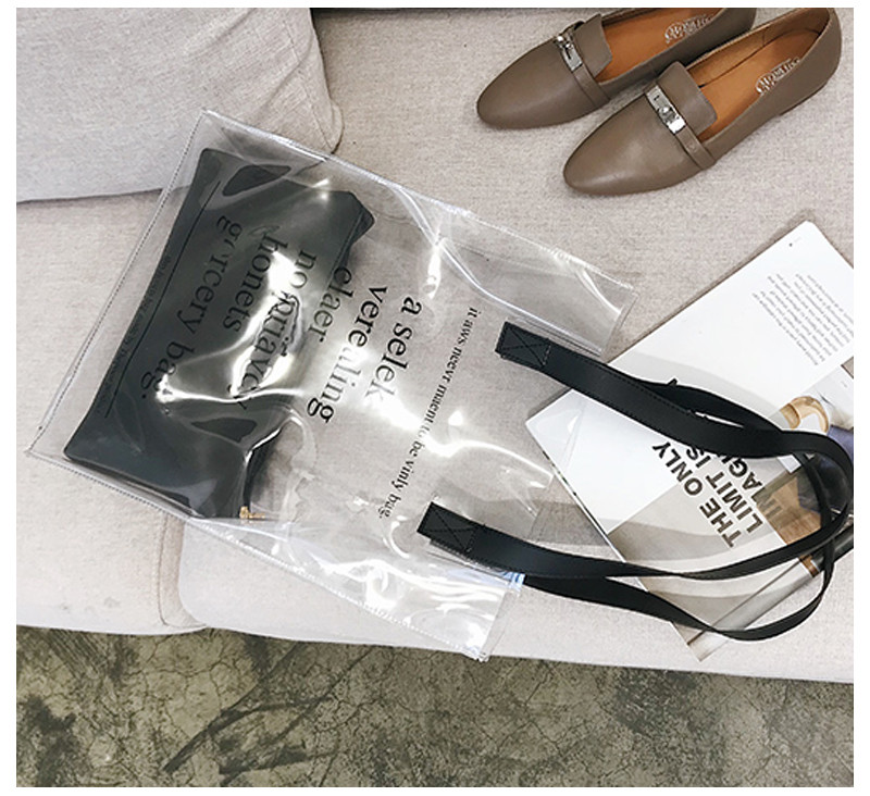 L33*D14*H40 Cm Reusable Custom Clear PVC Handbags