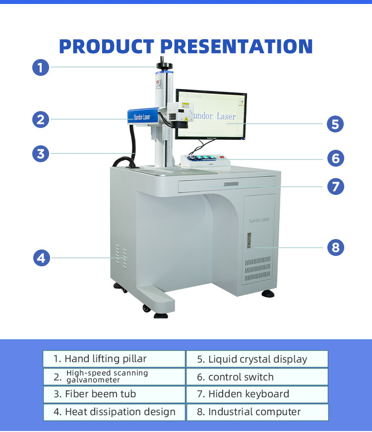 3D Mopa Color 100W Fiber Laser Marker Machine Sls 20W 30W 50W Metal Laser Printer