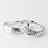 Buy cheap Pure Color Diamond Textured White Gold Wedding Bands For Couples from wholesalers