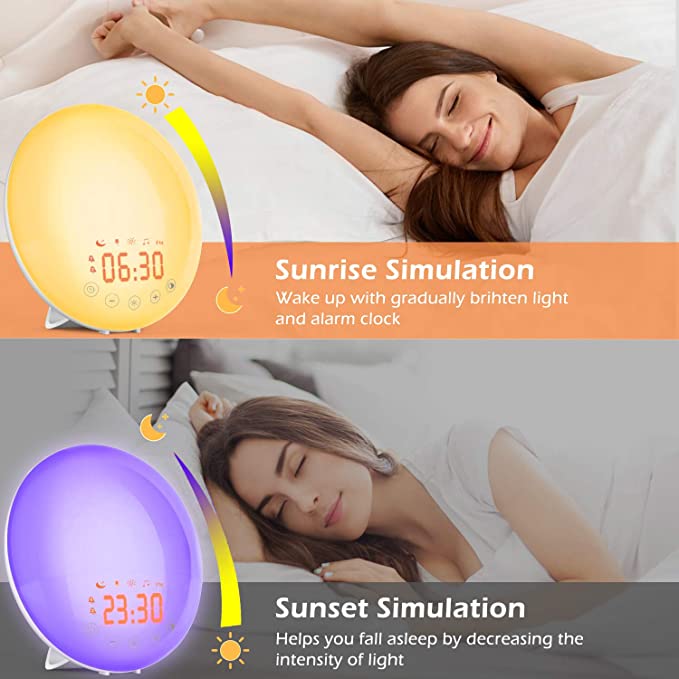 Amazon Alex Google Assistant Home Sunrise Alarm Clock / Sun Lamp Alarm Clock