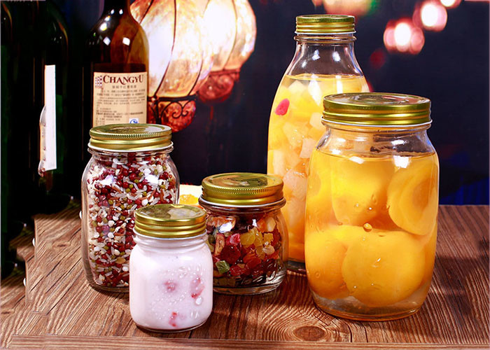 Airtight Empty Glass Jars , Glass Bottles For Juice Storage Clear Color