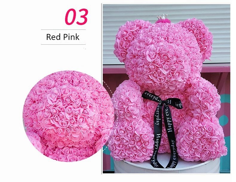 Wholesale High Quality Preserved Flower Rose Teddy Bear PE for Valentines Day Gifts