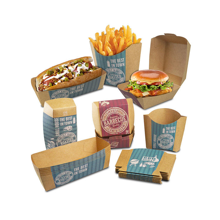 Custom Printing Fast Food Paper Box Packaging For Food Delivery 40g-80g