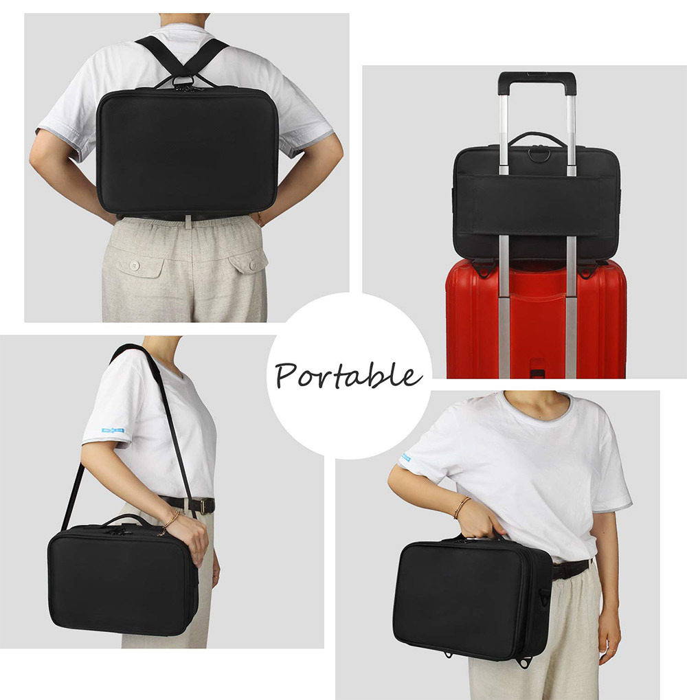 Multifunction Nylon Large Cosmetic Case With Adjustable Dividers